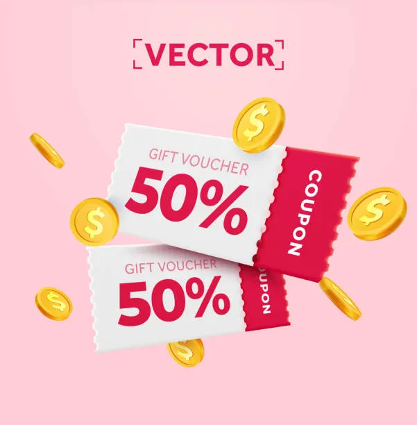 Illustration of a crypto coupon with a discount tag