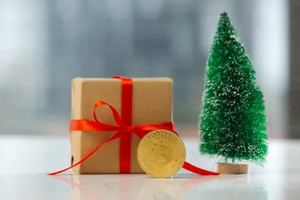 New Year Bitcoin illustration with festive elements
